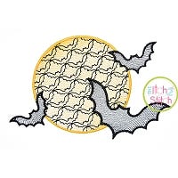 Moon and Bats Motif Embroidery | Machine Embroidery Designs by JuJu