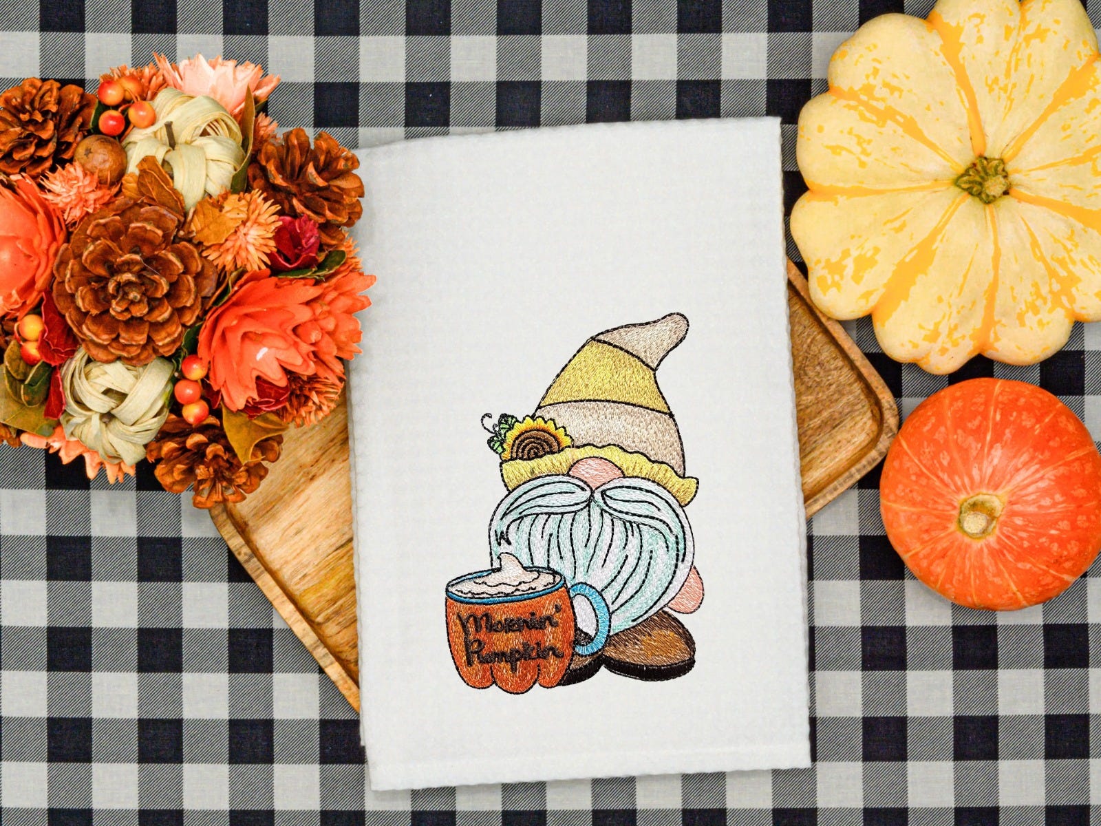 Morning Pumpkin Gnome | Machine Embroidery Designs by JuJu