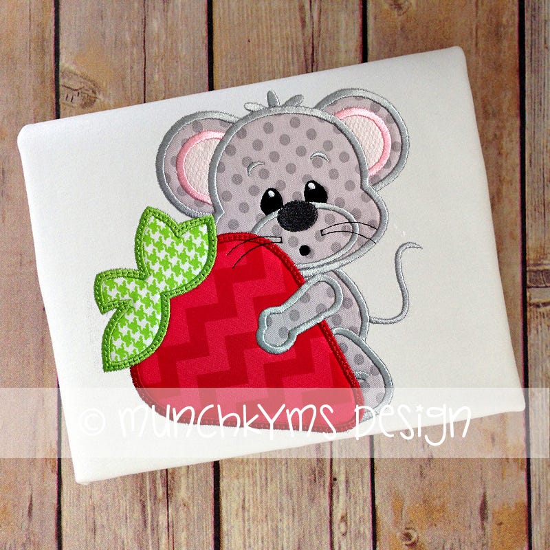 Strawberry Mouse Boy | Machine Embroidery Designs by JuJu
