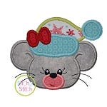Winter Mouse Face Girl Applique | Machine Embroidery Designs by JuJu