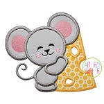 Mouse Hugs Cheese Applique | Machine Embroidery Designs by JuJu