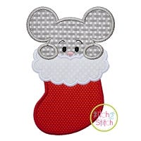 Mouse in Stocking Boy Applique | Machine Embroidery Designs by JuJu