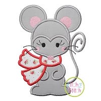 Mouse with Scarf Girl Applique | Machine Embroidery Designs by JuJu