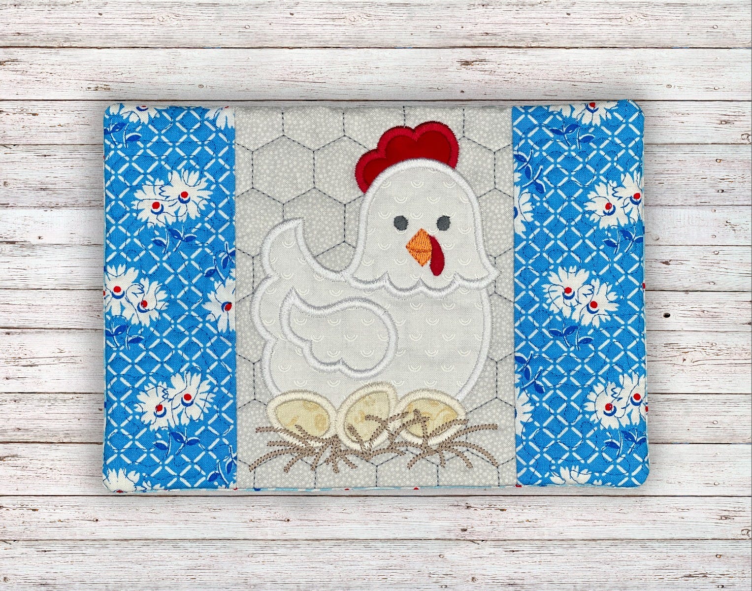 ITH Chicken Mug Rug | Machine Embroidery Designs by JuJu