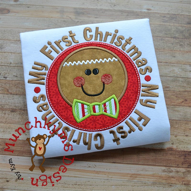 My First Christmas Gingerboy Applique | Machine Embroidery Designs by JuJu