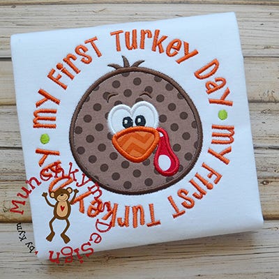 My First Turkey Day Boy | Machine Embroidery Designs by JuJu