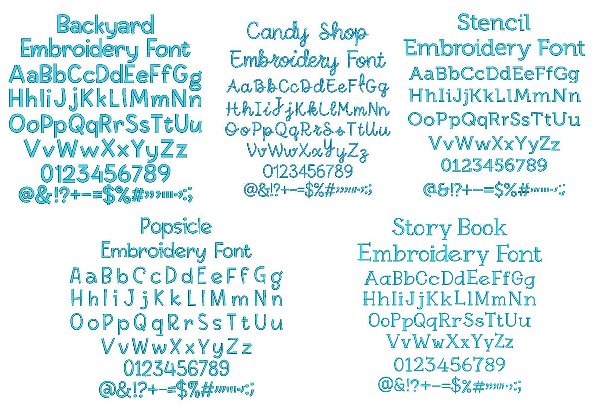 Quarter Inch Font Bundle 11 | Machine Embroidery Designs by JuJu