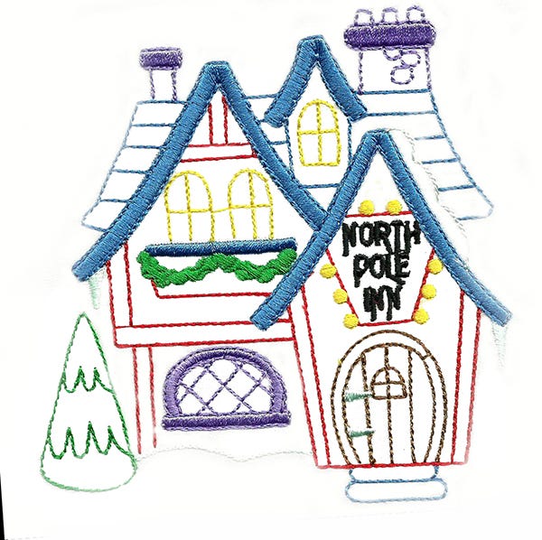 North Pole Village Colorwork Set 4 Machine Embroidery Designs by JuJu