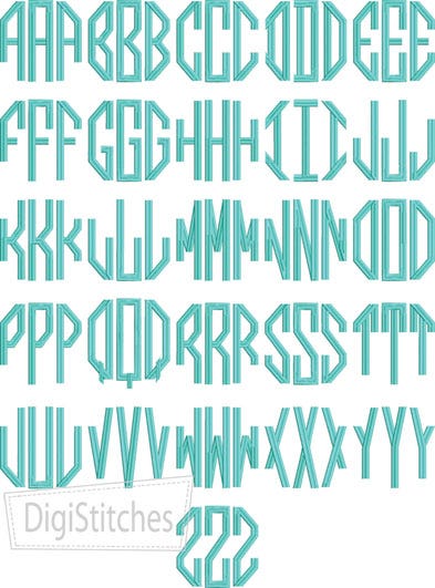 Octagon Monogram Large Embroidery Font | Machine Embroidery Designs by JuJu