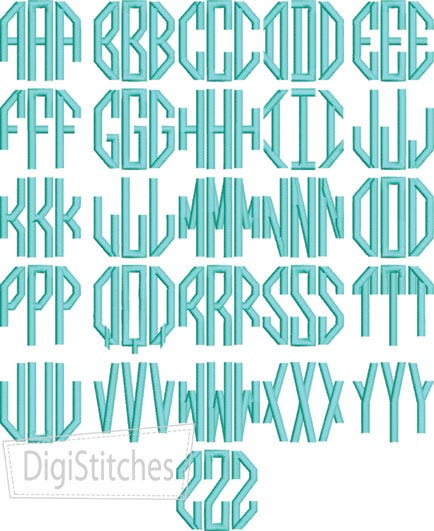 Octagon Monogram Small Embroidery Font | Machine Embroidery Designs by JuJu