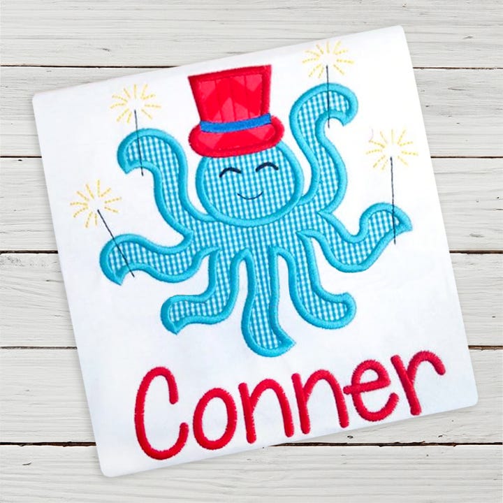 Patriotic Octopus | Machine Embroidery Designs by JuJu                             
                            