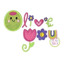 Olive You Word Art Applique | Machine Embroidery Designs by JuJu