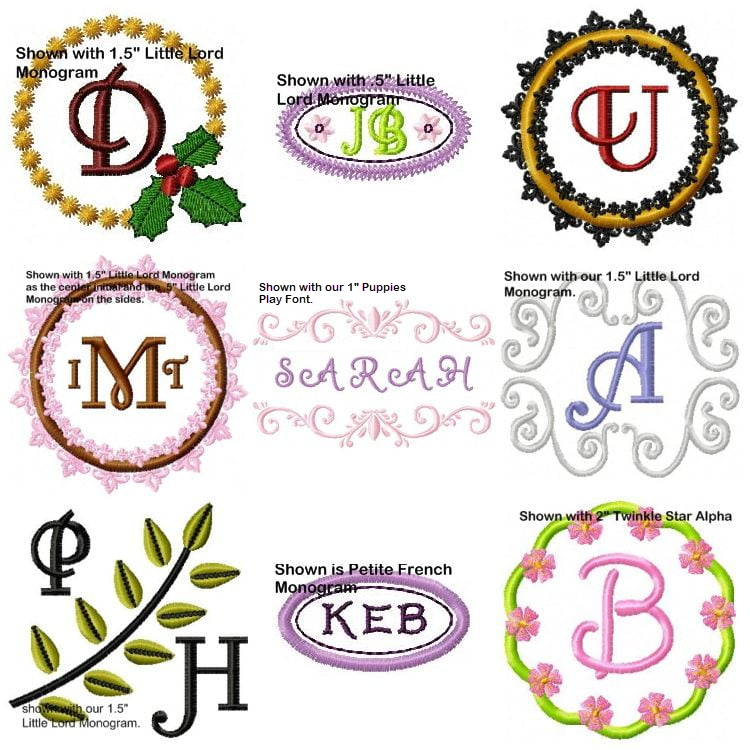 Assorted Monogram Frames Embroidery Set by Oma's Place | Machine Embroidery Designs by JuJu