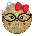 Ornament Girl Glasses Applique | Machine Embroidery Designs by JuJu
