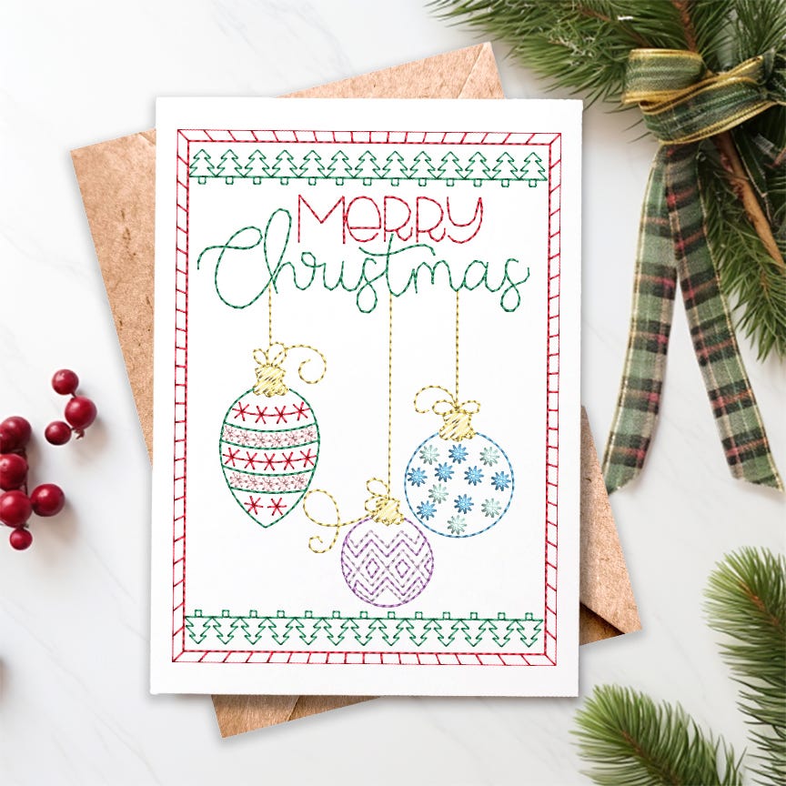 Christmas Greeting Cards 22 | Machine Embroidery Designs by JuJu