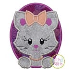 Oval Cat Girl Applique | Machine Embroidery Designs by JuJu