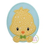 Oval Chick Boy Applique | Machine Embroidery Designs by JuJu