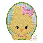 Oval Chick Girl Applique | Machine Embroidery Designs by JuJu