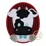 Oval Cow Boy Applique | Machine Embroidery Designs by JuJu