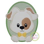 Oval Dog Boy Applique | Machine Embroidery Designs by JuJu