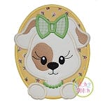 Oval Dog Girl Applique | Machine Embroidery Designs by JuJu