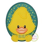 Oval Duck Boy Applique | Machine Embroidery Designs by JuJu