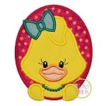 Oval Duck Girl Applique | Machine Embroidery Designs by JuJu