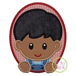 Oval Farm Boy Applique | Machine Embroidery Designs by JuJu