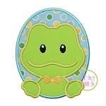 Oval Frog Boy Applique | Machine Embroidery Designs by JuJu