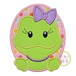 Oval Frog Girl Applique | Machine Embroidery Designs by JuJu