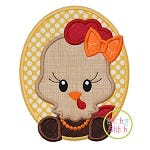 Oval Hen Girl Applique | Machine Embroidery Designs by JuJu