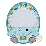 Oval Lamb Boy Applique | Machine Embroidery Designs by JuJu