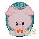 Oval Pig Boy Applique | Machine Embroidery Designs by JuJu