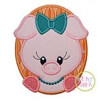 Oval Pig Girl Applique | Machine Embroidery Designs by JuJu