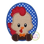 Oval Rooster Boy Applique | Machine Embroidery Designs by JuJu