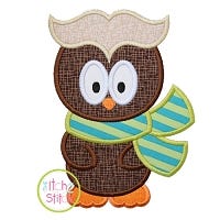 Owl with Scarf Boy Applique | Machine Embroidery Designs by JuJu