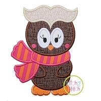 Owl with Scarf Girl Applique | Machine Embroidery Designs by JuJu