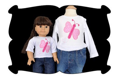 Dolly and Me We Love Butterflies Applique Set | Machine Embroidery Designs by JuJu