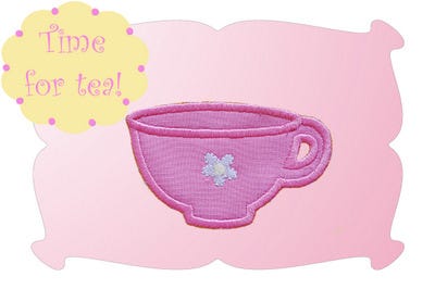Tea Cup Applique | Machine Embroidery Designs by JuJu