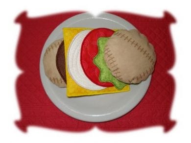 Play Food Hamburger and all the Fixings Set 2 | Machine Embroidery Designs by JuJu