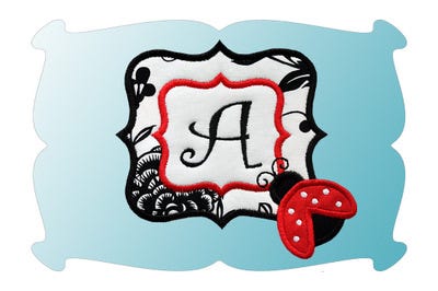 Ladybug Monogram Font Frame Applique | Machine Embroidery Designs by JuJu