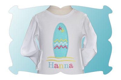 Surfboard For Girls Applique | Machine Embroidery Designs by JuJu