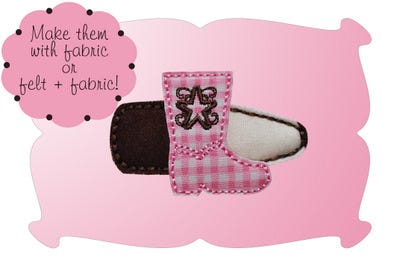 Cowgirl Boot Snap Clip Mini In The Hoop | Machine Embroidery Designs by JuJu