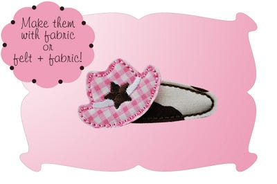 Cowgirl Hat Snap Clip Mini In The Hoop | Machine Embroidery Designs by JuJu