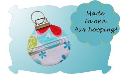 Key Fob Change Purse In The Hoop | Machine Embroidery Designs by JuJu