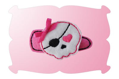 Sweet Pirate Skull Snap Clip Mini | Machine Embroidery Designs by JuJu
