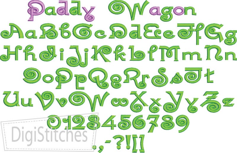 Paddy Wagon Embroidery Font | Machine Embroidery Designs by JuJu
