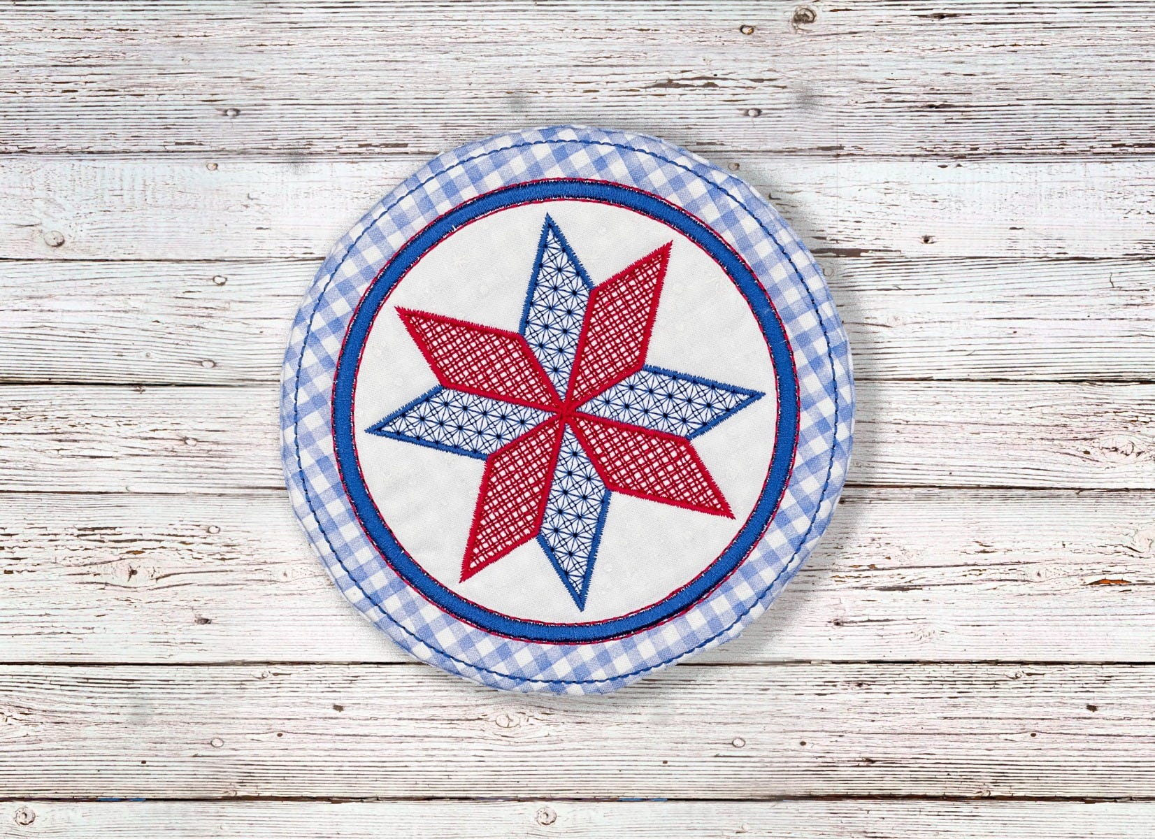 ITH Patriotic Coaster | Machine Embroidery Designs by JuJu