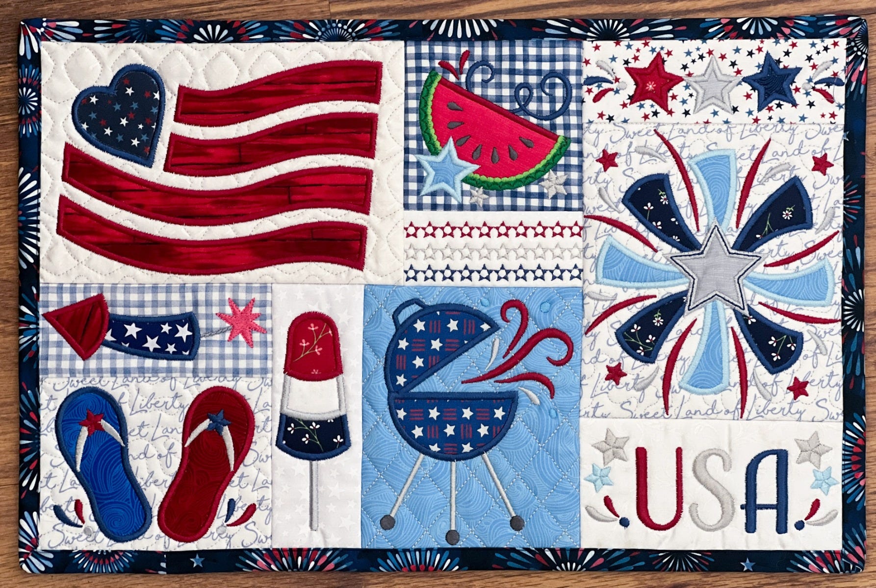 ITH Patriotic Placemat | Machine Embroidery Designs by JuJu