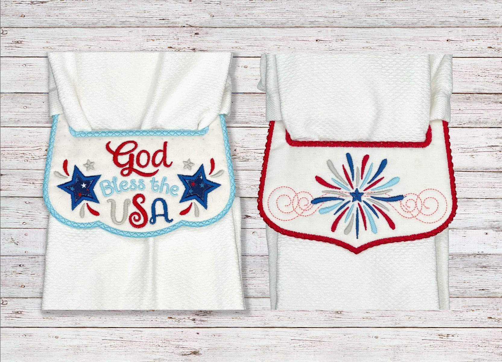 ITH Patriotic Wrap Around Towel Topper | Machine Embroidery Designs by JuJu